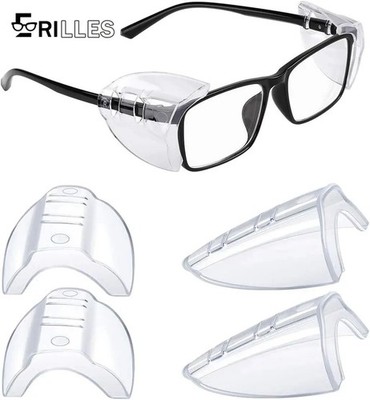 1-Pair Side Shields For Eye Glasses Slip On Safety Glasses Shield Universal