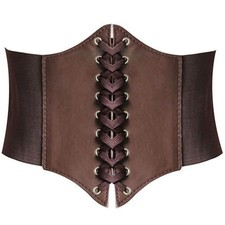 Lace-up Waspie Corset Belts for Women Elastic Waist Belt Tied Retro Wide Belt