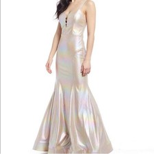 Nwt City Vibe iridescent rainbow pearl prom dress gown 3