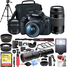 Canon EOS Rebel T7 DSLR Camera w/ 18-55mm IS II + 75-300mm III Dual Lens Pro Kit