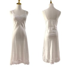 NWT Vintage 90s Wondermaid Bridal White Satin  Lace Full Slip Dress Size 34