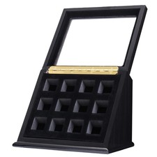 Championship Ring Display Case - Wooden Box for Sports Rings (12 Slots, Slant...