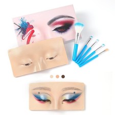 Makeup Practice Face Board 3D Reusable Silicone 5PCS Brush Beginner Enthusiasts