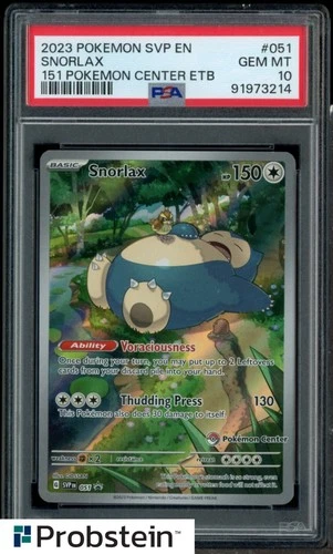 2023 Pokemon SVP EN 151 Pokemon Center ETB #051 Snorlax PSA 10 GEM MINT
