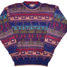 Vintage Ralph Lauren Chaps 90s multicolor cotton sweater USA made size Large