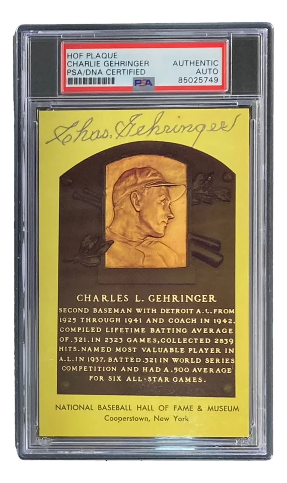 Charlie Gehringer Signed 4x6 Detroit Tigers HOF Plaque Card PSA/DNA 85025749 - Image 4 of 4