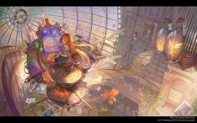 Anime kaleidoscope fantasy art interior painting library Custom Gaming Mat Desk