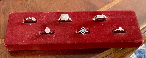 Costume Jewelry Mix Rings Lot 6pcs Ice Pink Pear Opalite CZ High Rise Scrolled