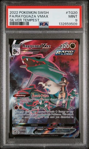 2022 POKEMON SWORD & SHIELD SILVER TEMPEST #TG20 FULL ART/RAYQUAZA VMAX PSA 9