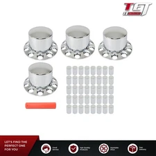 33mm Lug Nuts  Rear Chrome Hub Cover Semi Truck Wheel Kit Axle Cover