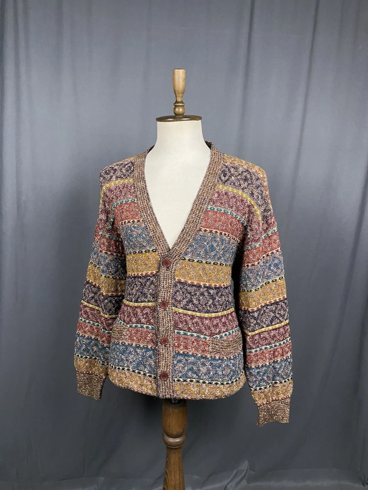 Suéter cárdigan de punto de lana multicolor Missoni vintage para hombre talla 52 - Imagen 2 de 4