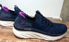 Skechers DLux Walker Slip On Athletic Knit Sneake Navy Blue & Purple Womens 8.5M