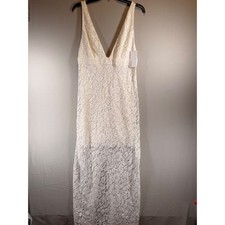 Reformation Ivory Lace V-Neck Maxi Dress Sleeveless Bridal Formal Size 8 NEW
