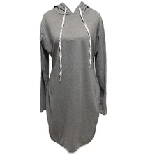 J For Justify Long Sleeve Hoodie Dress Sz XL Gray Fitted Stretchy Casual Comfy