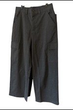 Tommy Hilfiger Women's Solid Modern Wide-Leg Cargo Pants Size 10 Gray Striped