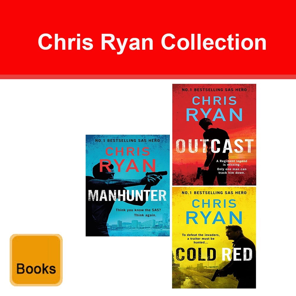 Chris Ryan Collection 3 Books Set Outcast Crime, Manhunter, Cold Red (HB)