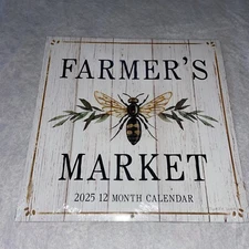 2025 Wall Calendar 12-Month FARMER'S MARKET 12”x 24” Ships Free!