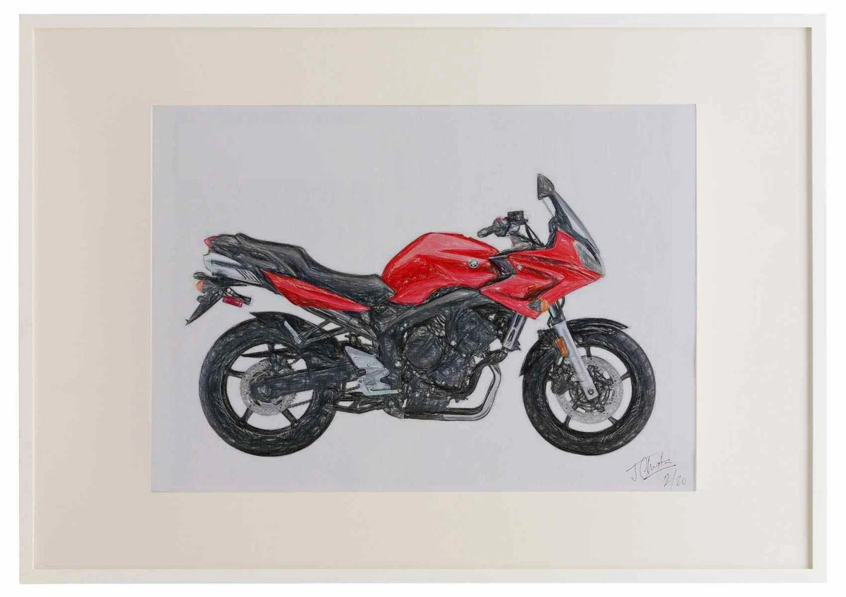 Yamaha FZ6 Fazer 2006 A2 framed limited edition print drawing eBay