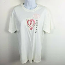 JERZEES Womens Top sz M White Short Sleeve Crew Breast Cancer Awareness New