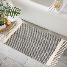 Boho Bathroom Rugs Small 2x3 Entry Rug Washable Front Door Bath Mat Woven Cotton