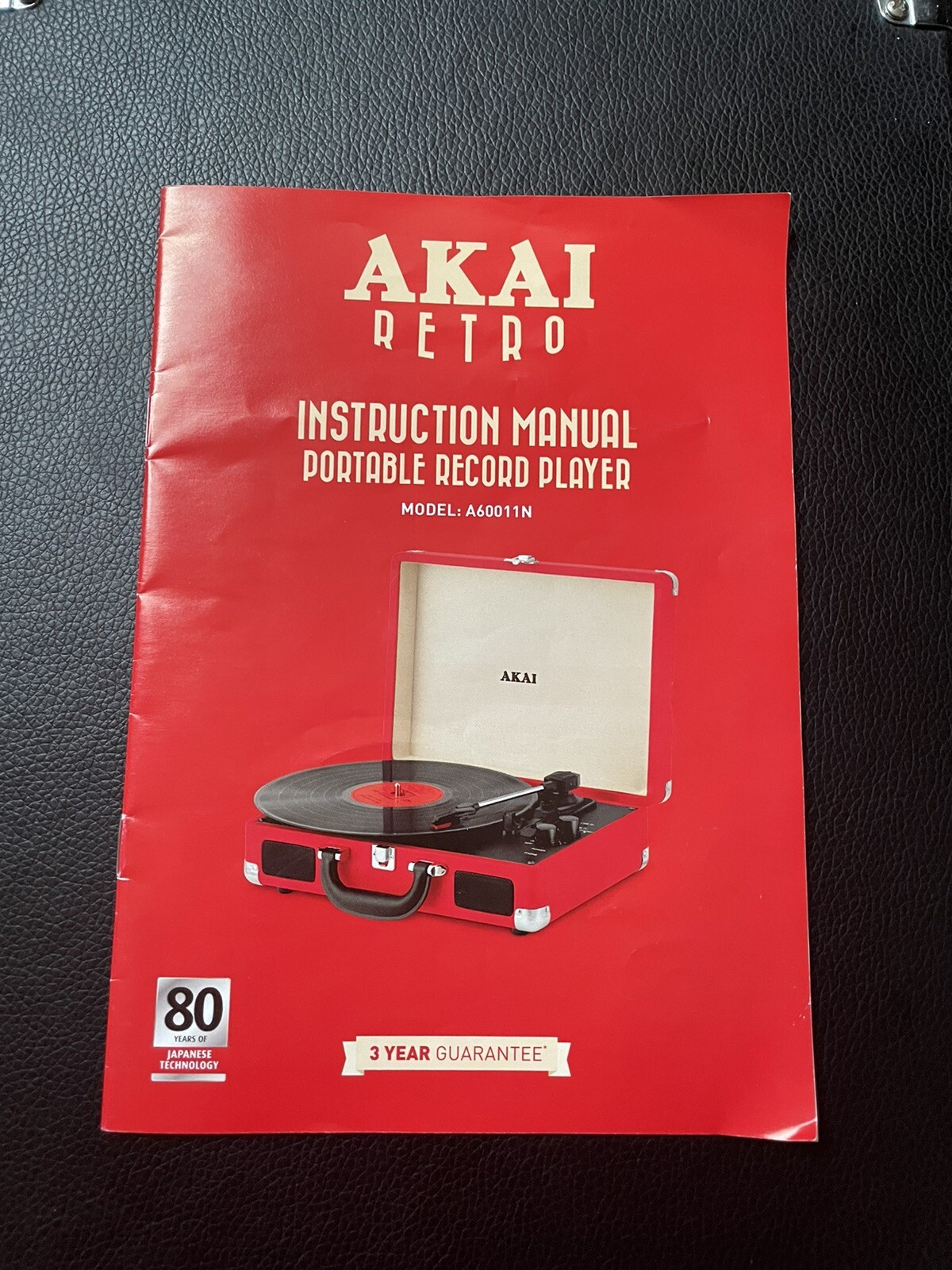 AKAI A60011N Retro Portable Vinyl Record Turntable Player, Briefcase