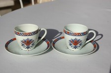 2 Tasses à Café Moka Porcelaine de Limoges Raynaud  modèle Jumièges Vieux Rouen