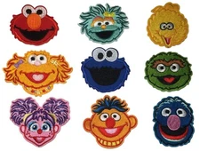 Sesame Street Characters 3" Tall Embroidered Set of 9 Patches