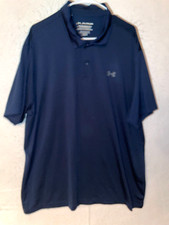 Under Armour Men's 2XL Performance Polo Solid Shirt Navy Blue Loose Heat gear