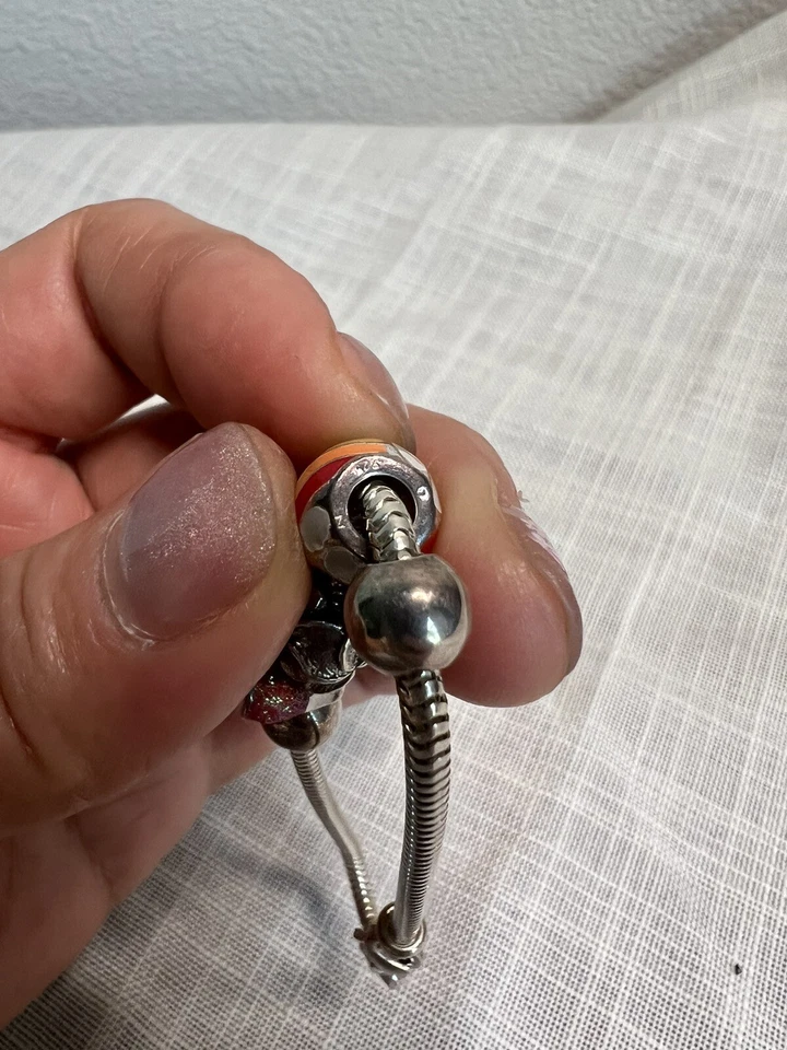 Pulsera Zable Italia Plata de Ley .925 con 7 Dijes/Cupcake Cumpleaños Foto 3 de 4