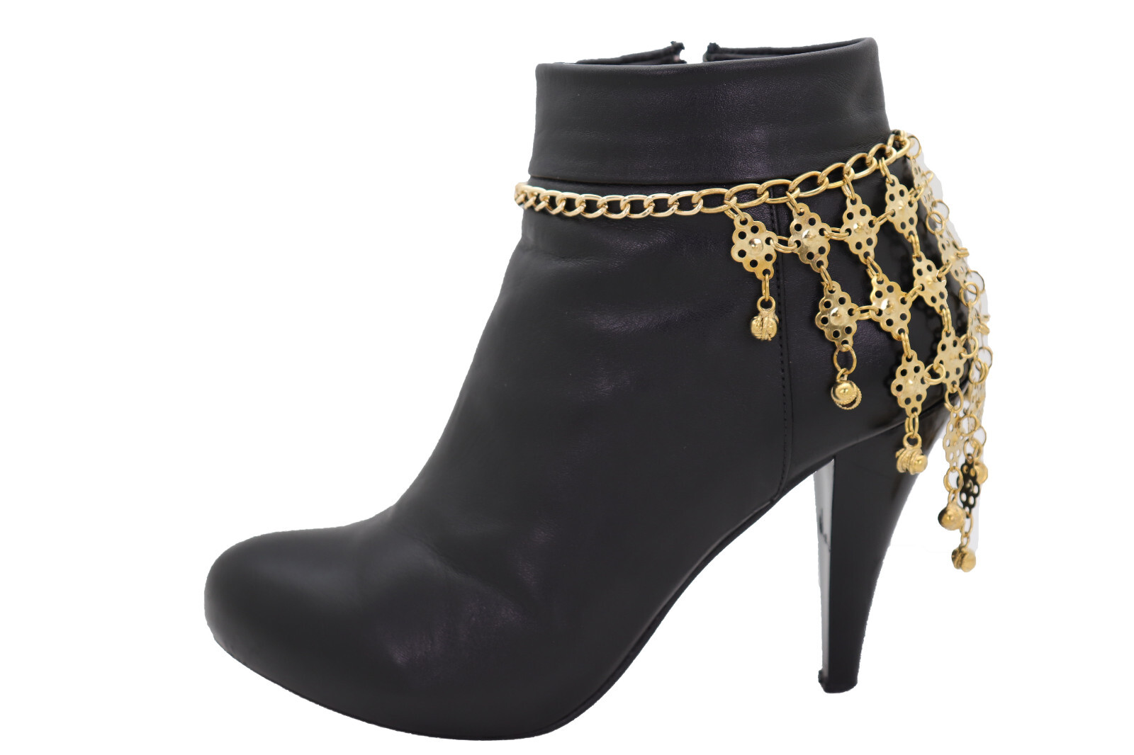 Women Boot Gold Metal Chain Bells Bracelet Ethnic Shoe Charm HANDMADE ...