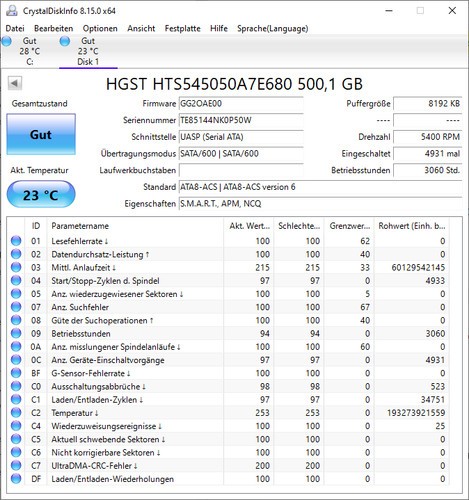 HGST Travelstar Z5K500 500GB, 2.5", 8MB, SATA 6Gb/s, HTS545050A7E680