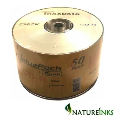 50 Traxdata Non Printable Ritek Valuepack CD-R 52x 700MB 80 mins Blank CD discs