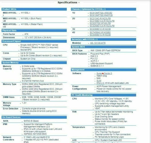Supermicro H11SSL-i REV 2.0 Soporte EPYC 7702P Romano Único 64 Núcleos/7551P - Imagen 6 de 7