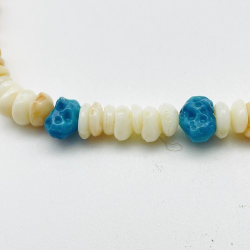 Faux Puka Muschel Halskette blau Akzent Perlen Strand Surfer Stil Resort - Bild 3 von 6