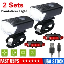 USB Rechargeable LED Bicycle Headlight Bike Head Light Front Rear Lamp Cycling