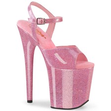 8" Barbie Pink Glitter Platform Gogo Dancer Heels Mens Drag Queen Shoes 13 14