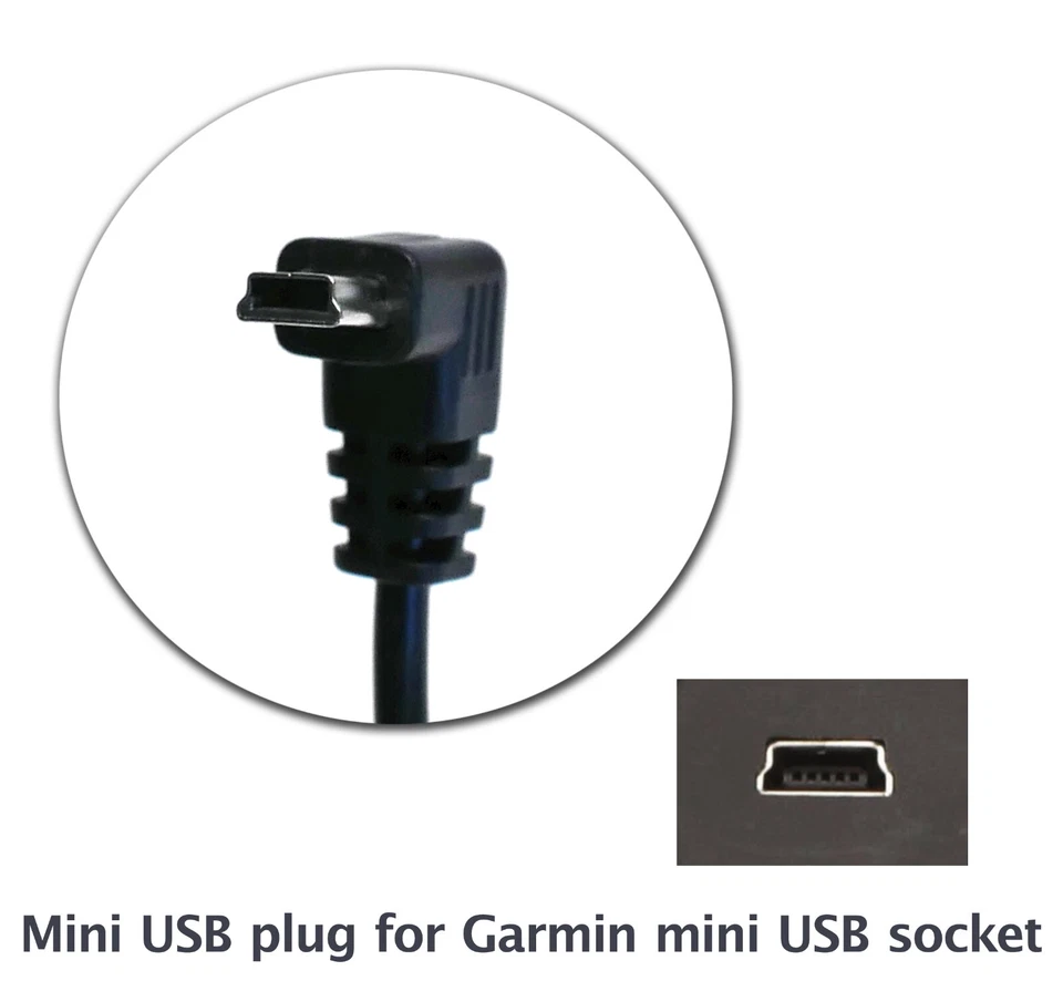 Cable de alimentación USB para coche de 2' para Garmin Nuvi Drive 50lm 51 52 DriveSmart 55 61 65 Dezl Foto 2 de 4