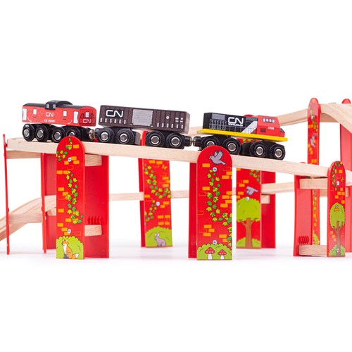 Paquete de expansión de alto nivel Bigjigs Rail, vía de tren de madera, juego de puentes de tren - Imagen 5 de 6