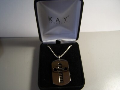 NEW KAY JEWELERS LYNX SS THE LORD'S PRAYER & CROSS DOG TAGS