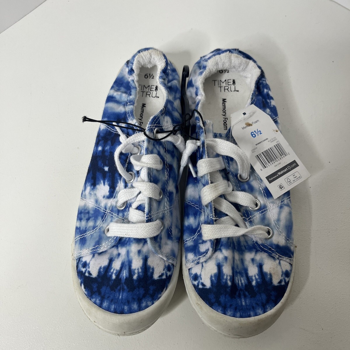 Time And Tru Womens Casual Sneaker Blue Tie Dye Size New Lace