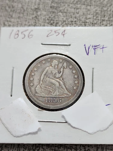 1856 Seated Liberty Quarter VF+