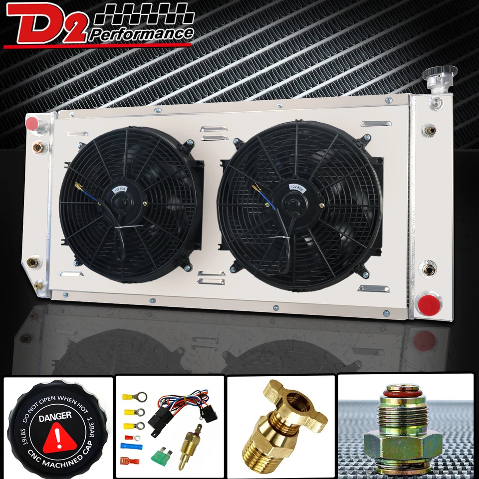 3 Row Radiator Shroud Fan For 1988-2000 Chevy/GMC C1500 C2500 C3500 K2500 Tahoe Foto 3 de 4