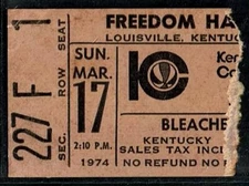 1974 BASKEBALL ABA TICKET KENTUCKY COLONELS UTAH STARS ARTIS GILMORE 22pt/20rb