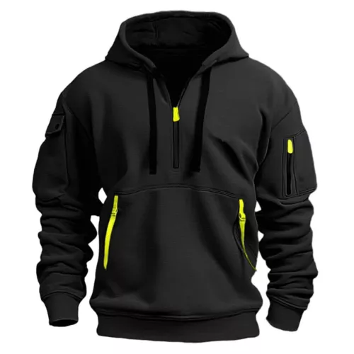 Men's Hooded Hoodie Zipper Multi-Pocket Pullover Jacket Sports Casual Sweatshirt - Picture 11 of 32