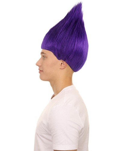 Purple Straight Wig Men's Cosplay Halloween Party Trolls Hairdo Stand Up HM-077A - Picture 5 of 10
