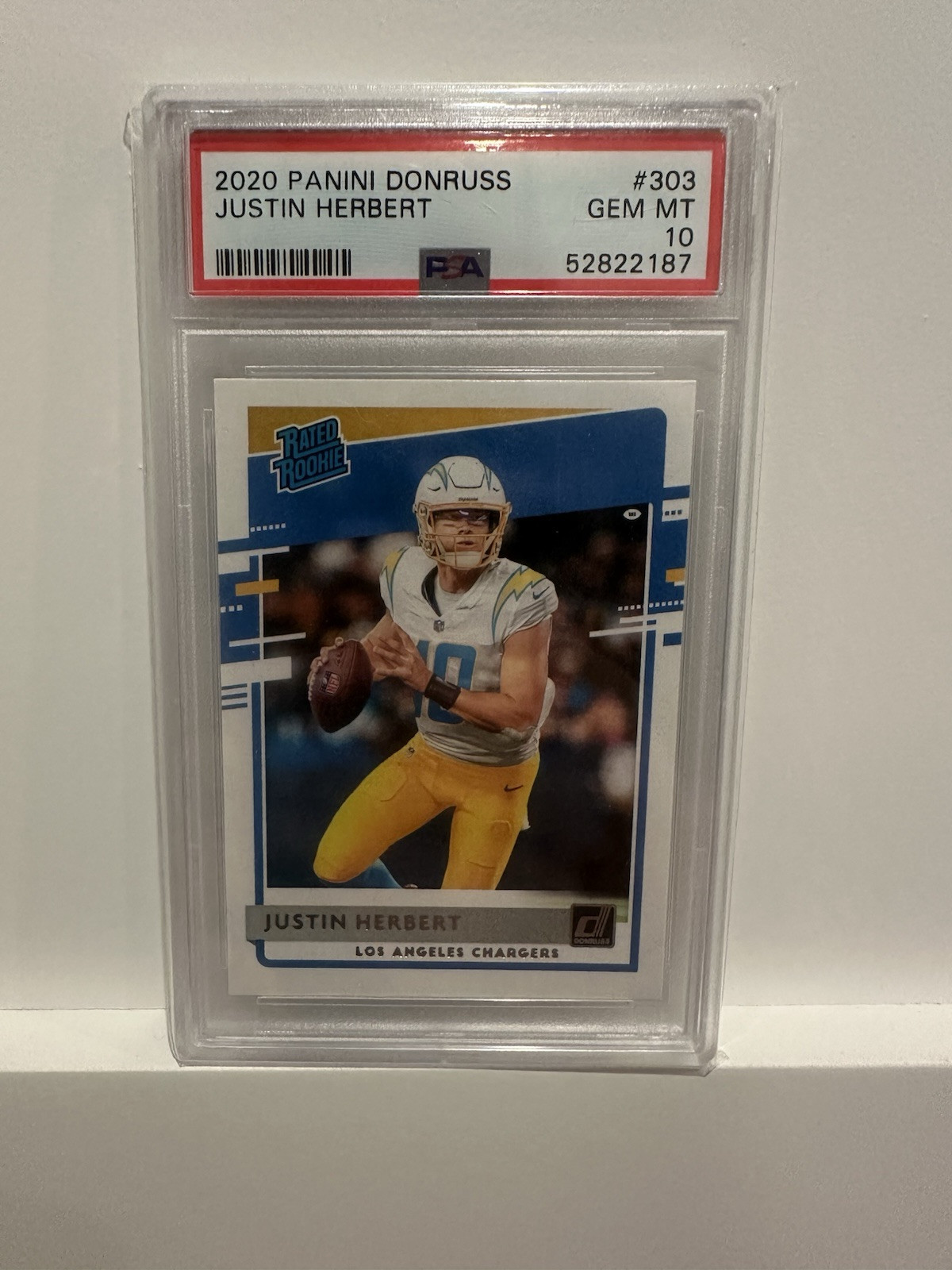 2020 Donruss Justin Herbert Rated Rookie #303 LA Chargers RC PSA 10 Gem Mint