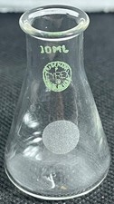 Vintage PYREX 10mL Erlenmeyer Flask Lab Glass Green Logo
