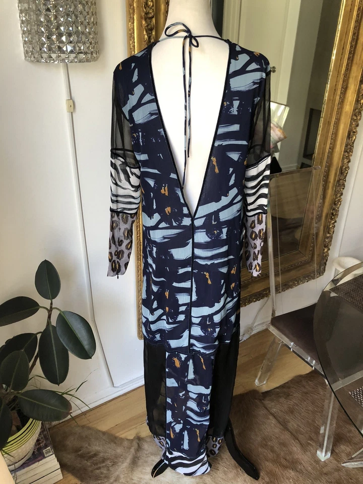 H&M Studio A/W 2014 Multicolor Estampado Leopardo Manga Larga Vestido Talla 8 - Imagen 2 de 4