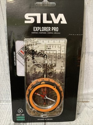 Silva Explorer Pro Compass Waterproof Tunable Housing Scale Lanyard Night Use