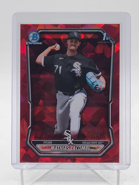 MATHIAS LACOMBE 2026 BOWMAN CHROME RED SAPPHIRE REFRACTOR 1ST ROOKIE /5 Q4060